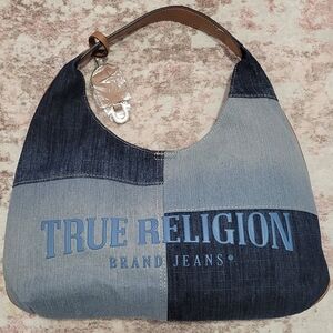 True Religion Patchwork Denim Shoulder Bag - Blue